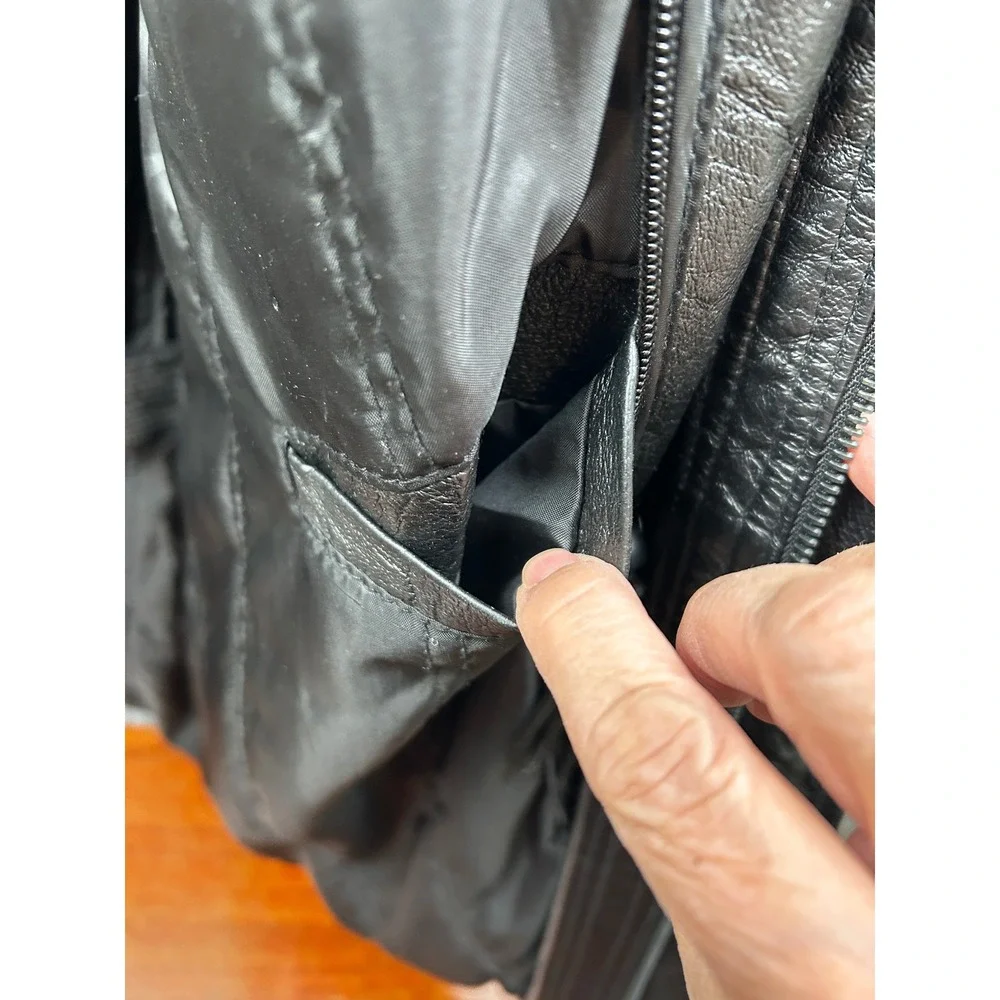 Phase Two Leather‎ Jacket Mens XL Black Zip Front Heavy Utility Coat 4 lbs